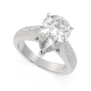 3 Carat VS1 D Lab Grown Diamond Solitaire Pear Ring