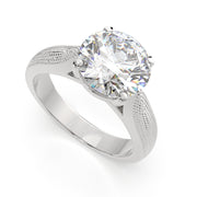 4 Carat VS1 D Lab Grown Diamond Solitaire Round Ring