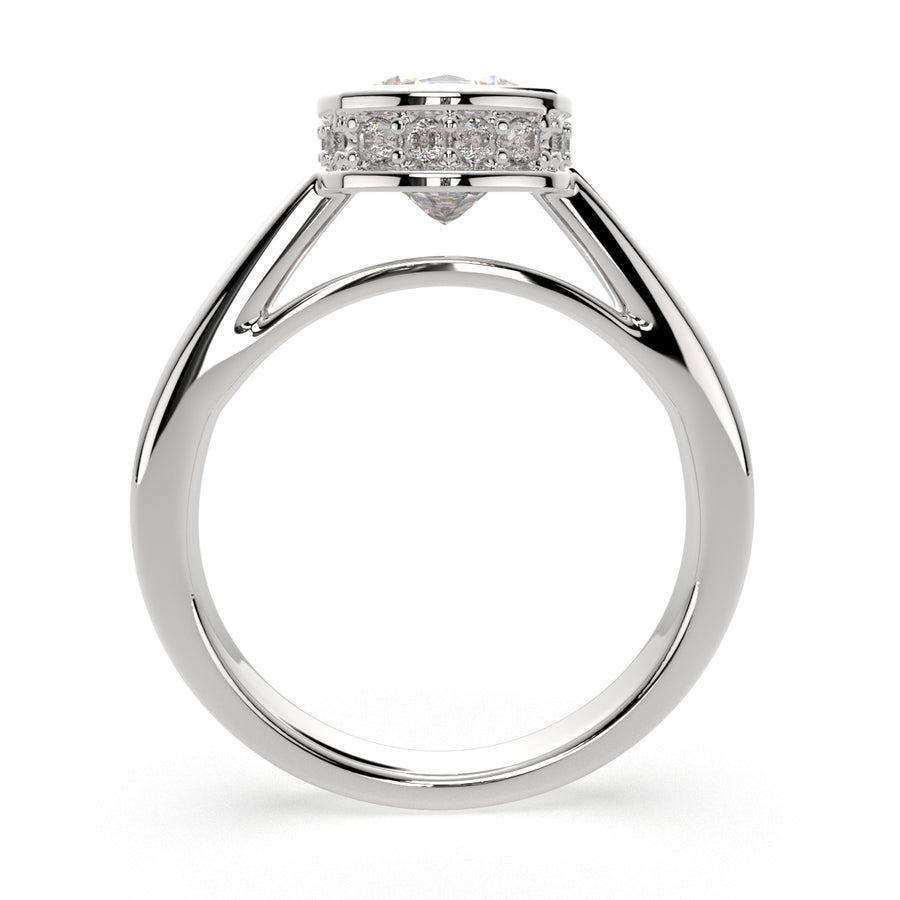 Xenia 3.15 Carat Cushion Cut Halo Pave Solitaire Engagement Ring