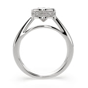 3.15 Carat VS1 D Lab Grown Diamond Halo Pave Cushion Ring