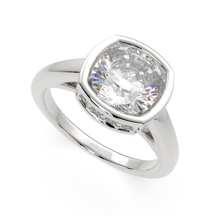 Xenia 3.15 Carat Cushion Cut Halo Pave Solitaire Engagement Ring
