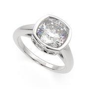 3.15 Carat VS1 D Lab Grown Diamond Halo Pave Cushion Ring