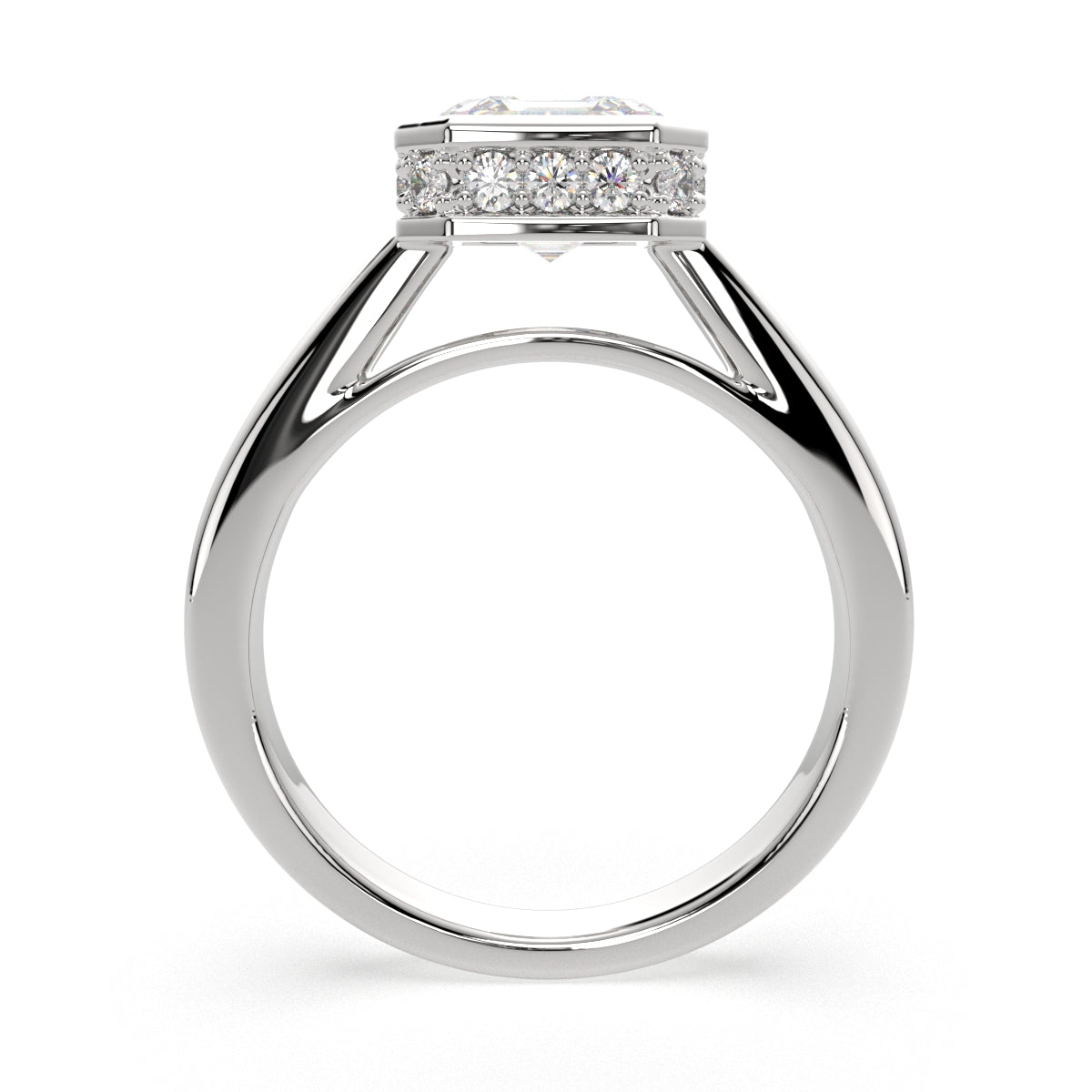 4.15 Carat VS1 D Lab Grown Diamond Halo Pave Emerald Ring