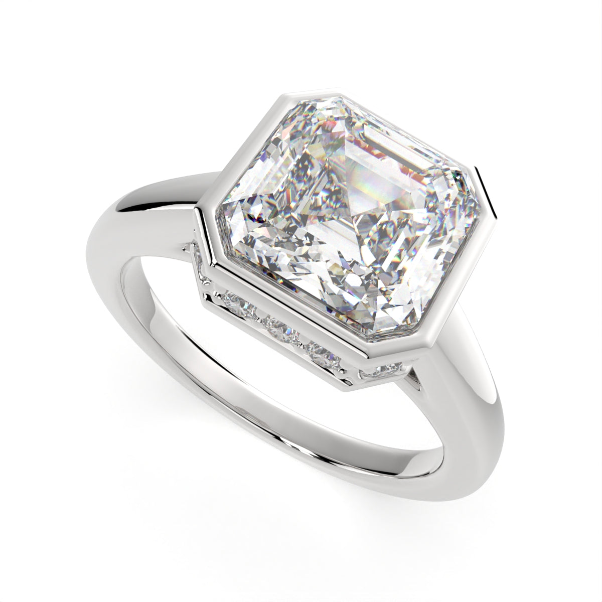 4.15 Carat VS1 D Lab Grown Diamond Halo Pave Emerald Ring