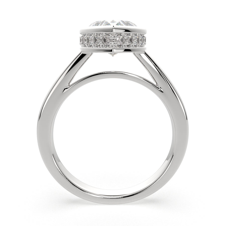 Xenia 2.15 Carat Heart Cut Halo Pave Solitaire Engagement Ring