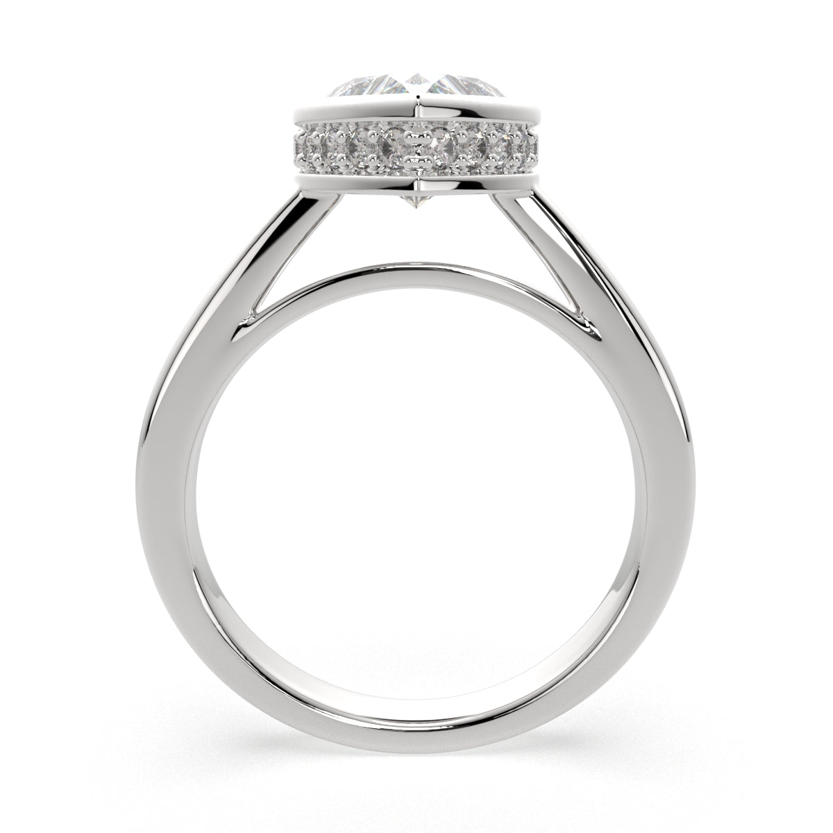 4.15 Carat VS1 D Lab Grown Diamond Halo Pave Heart Ring