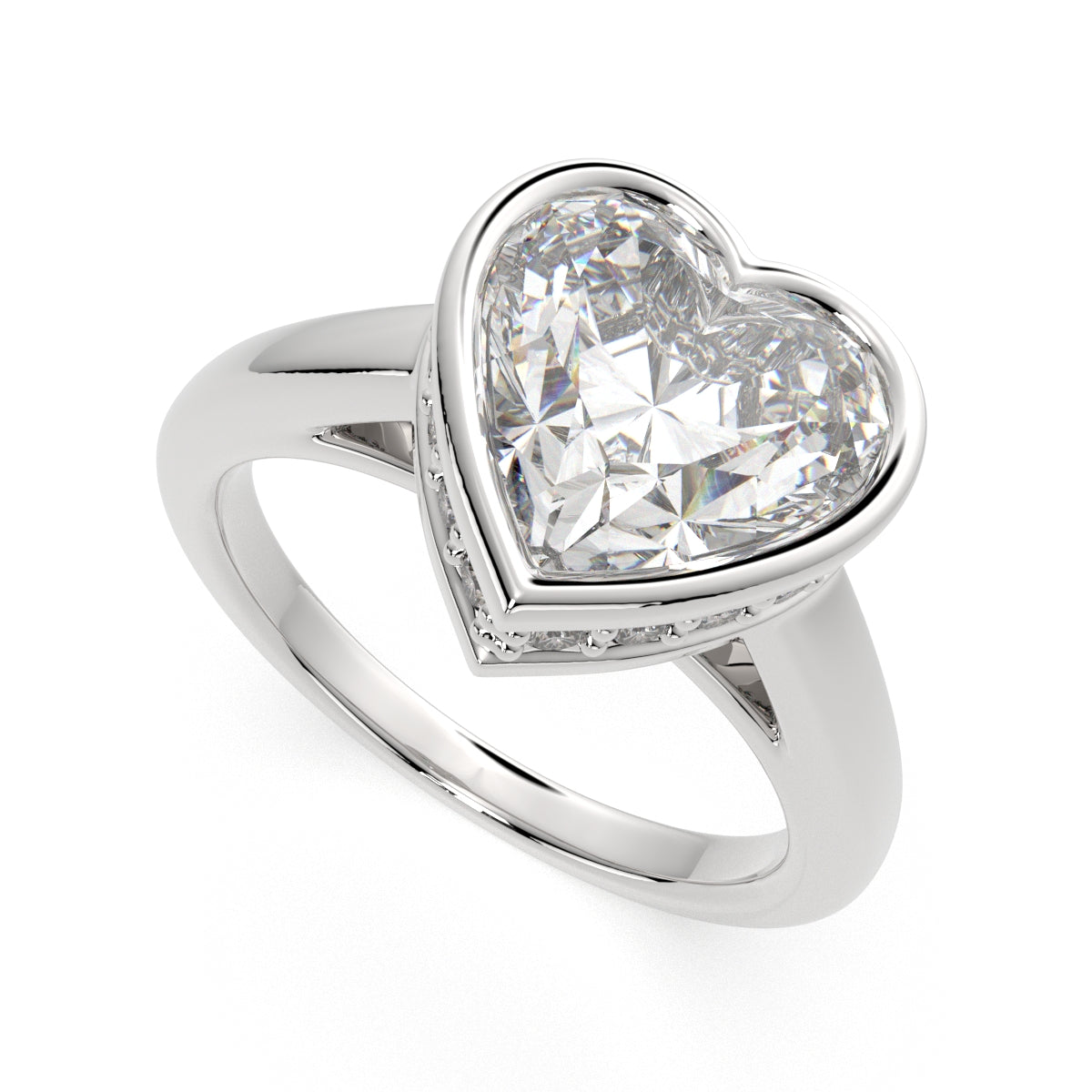 4.15 Carat VS1 D Lab Grown Diamond Halo Pave Heart Ring