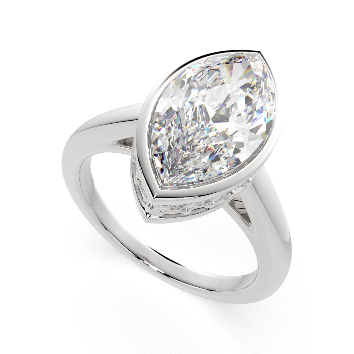 3.15 Carat VS1 D Lab Grown Diamond Halo Pave Marquise Ring
