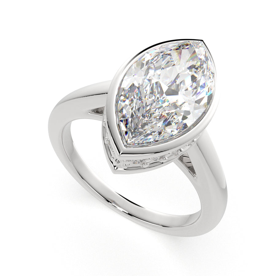 Xenia 3.15 Carat Marquise Cut Halo Pave Solitaire Engagement Ring