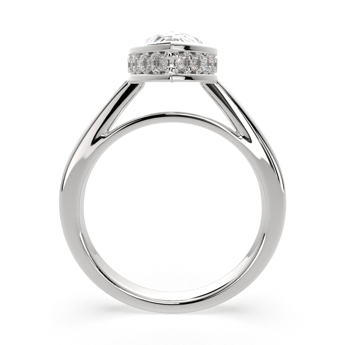 2.15 Carat VS1 D Lab Grown Diamond Halo Pave Pear Ring