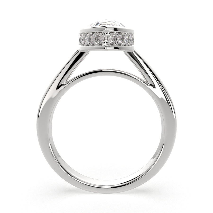 Xenia 4.15 Carat Pear Cut Halo Pave Solitaire Engagement Ring