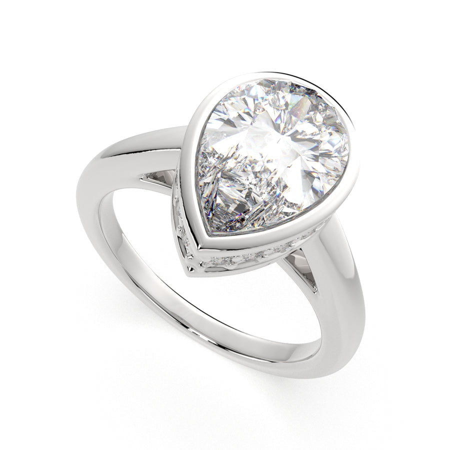 Xenia 2.15 Carat Pear Cut Halo Pave Solitaire Engagement Ring