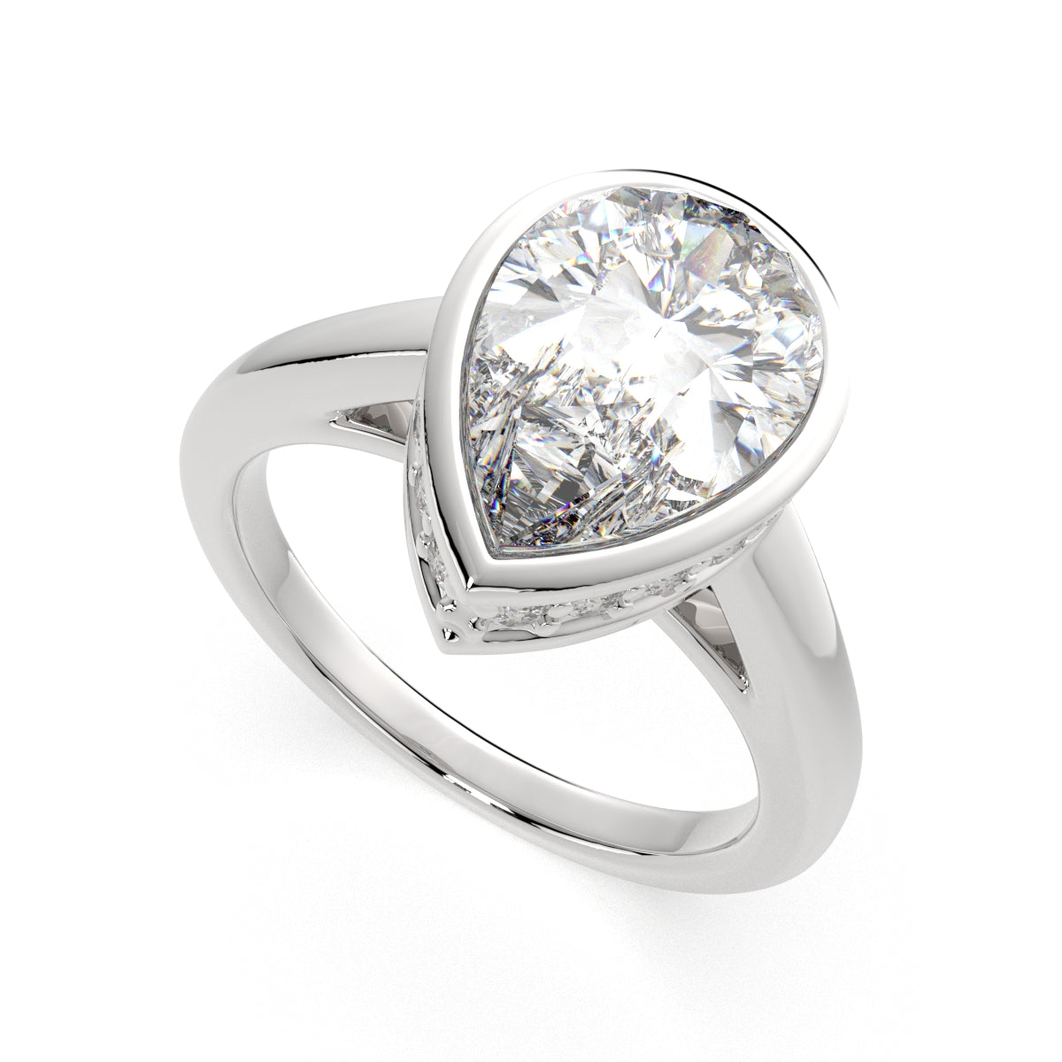 4.15 Carat VS1 D Lab Grown Diamond Halo Pave Pear Ring