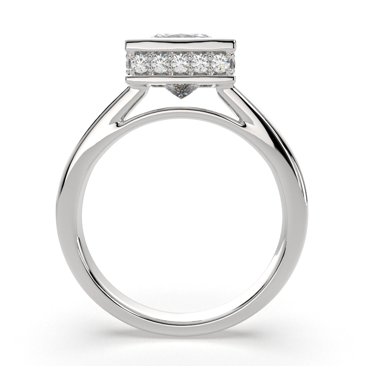 1.15 Carat VS1 D Lab Grown Diamond Halo Pave Princess Ring