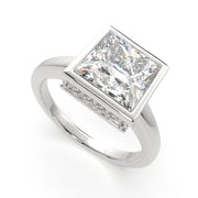 3.15 Carat VS1 D Lab Grown Diamond Halo Pave Princess Ring