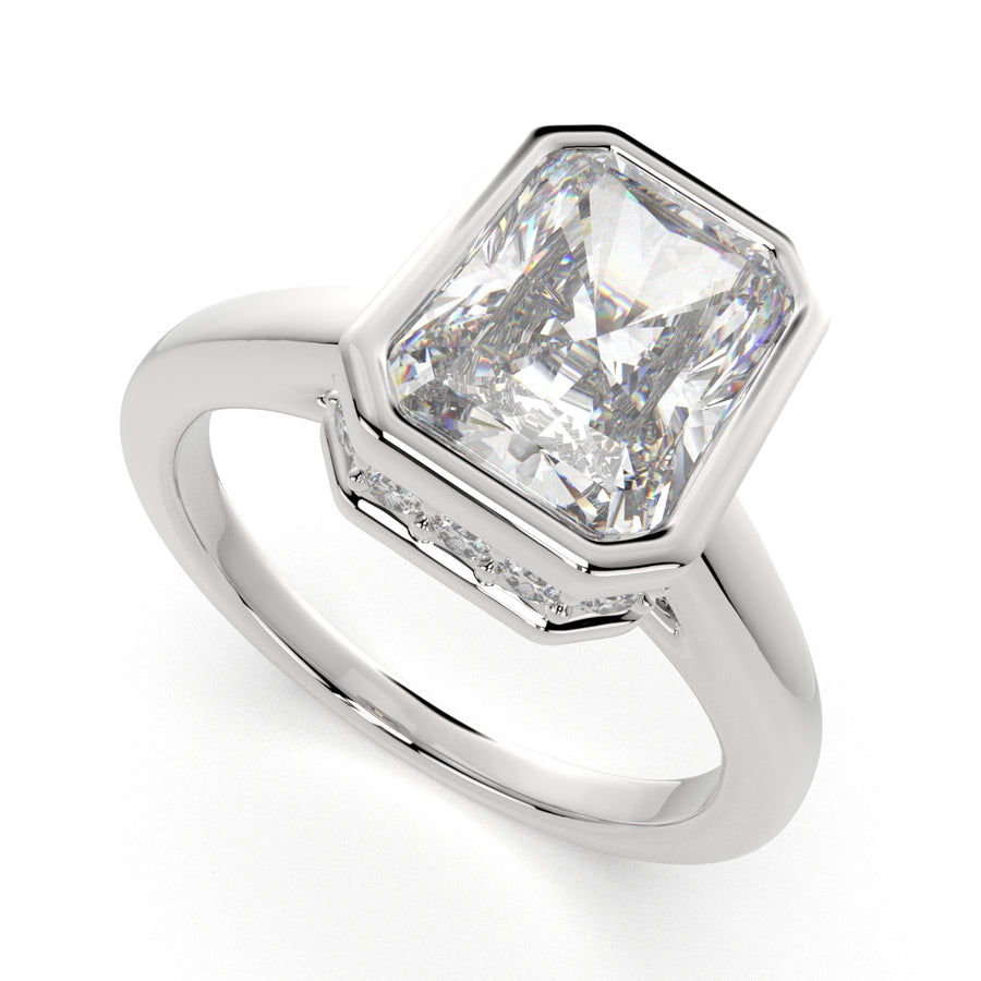 Xenia 2.15 Carat Radiant Cut Halo Pave Solitaire Engagement Ring