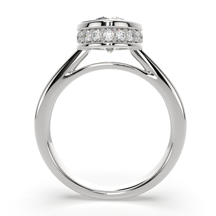 Xenia 1.15 Carat Round Cut Halo Pave Solitaire Engagement Ring