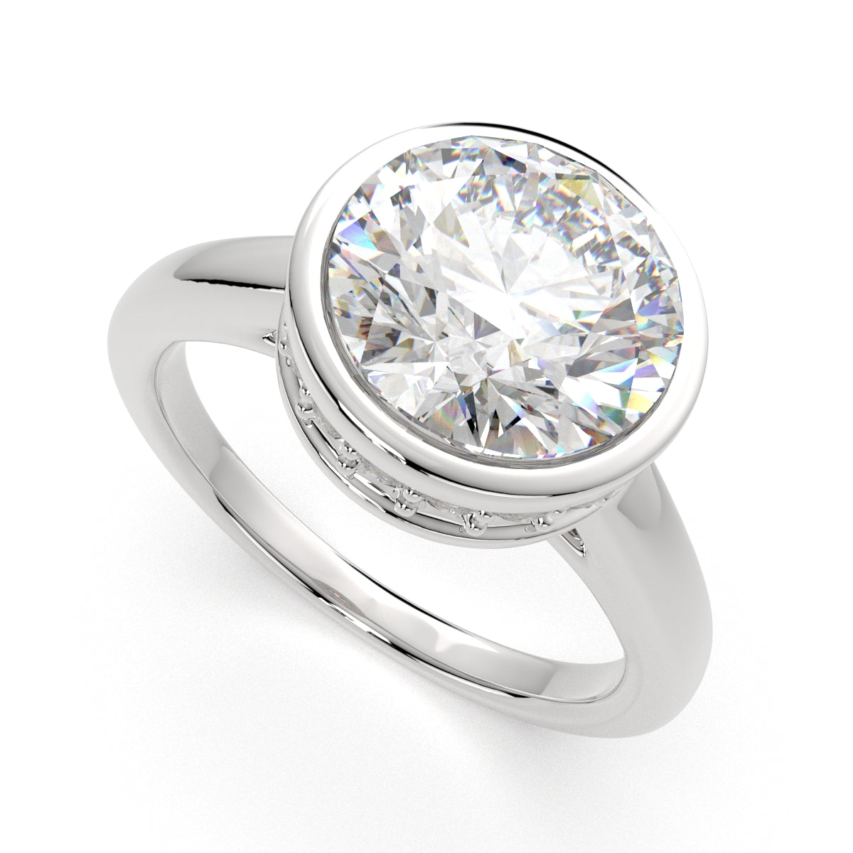 1.15 Carat VS1 D Lab Grown Diamond Halo Pave Round Ring