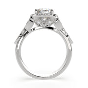4.35 Carat VS1 D Lab Grown Diamond Halo Pave Cushion Ring