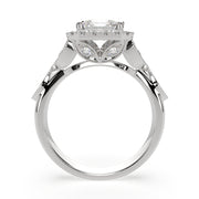 3.35 Carat VS1 D Lab Grown Diamond Halo Pave Emerald Ring