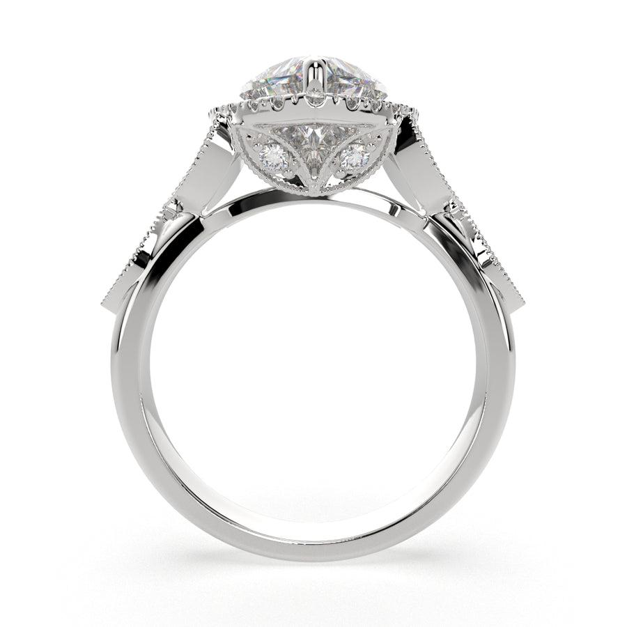 Ada 1.35 Carat Heart Cut Halo Pave Engagement Ring