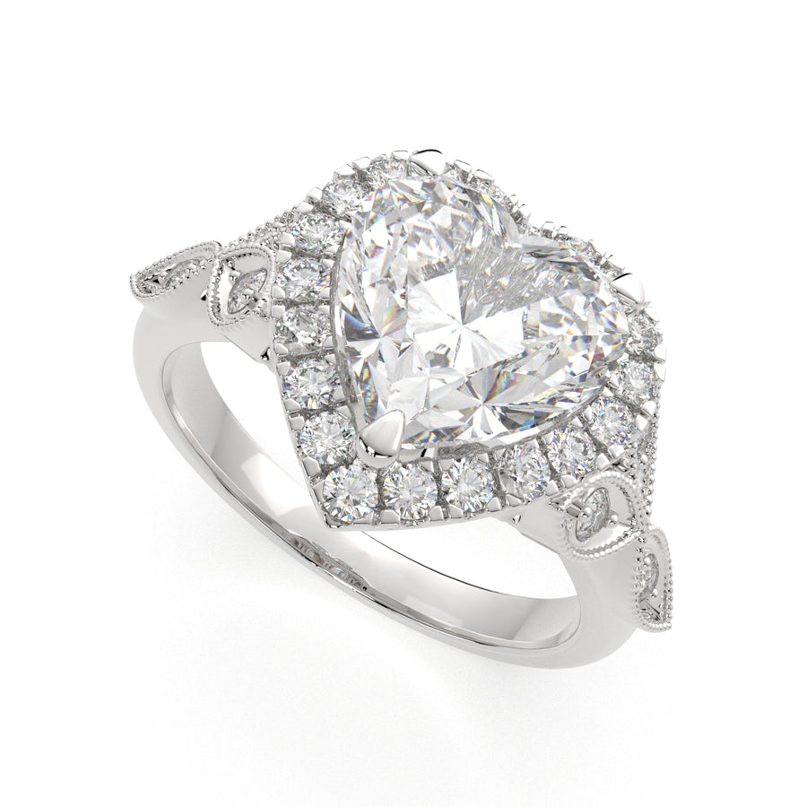 Ada 1.35 Carat Heart Cut Halo Pave Engagement Ring