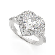 4.35 Carat VS1 D Lab Grown Diamond Halo Pave Heart Ring