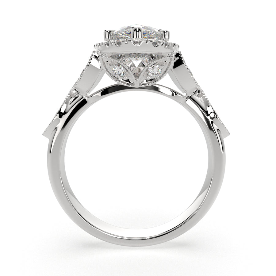 Ada 3.35 Carat Marquise Cut Halo Pave Engagement Ring