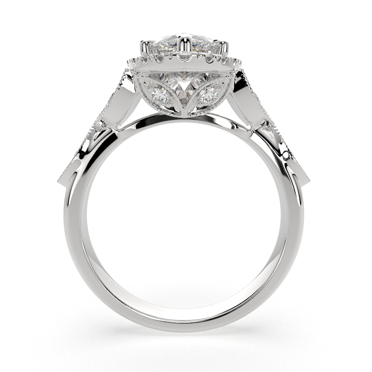 2.35 Carat VS1 D Lab Grown Diamond Halo Pave Marquise Ring