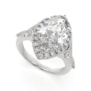 4.35 Carat VS1 D Lab Grown Diamond Halo Pave Marquise Ring