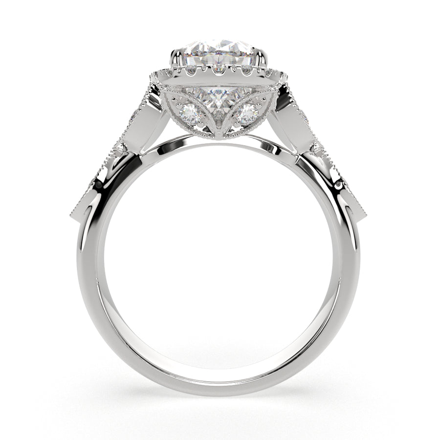 Ada 1.35 Carat Oval Cut Halo Pave Engagement Ring