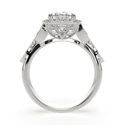 2.35 Carat VS1 D Lab Grown Diamond Halo Pave Oval Ring
