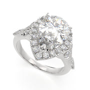 3.35 Carat VS1 D Lab Grown Diamond Halo Pave Pear Ring