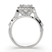 3.35 Carat VS1 D Lab Grown Diamond Halo Pave Princess Ring