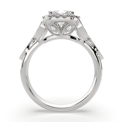 2.35 Carat VS1 D Lab Grown Diamond Halo Pave Radiant Ring