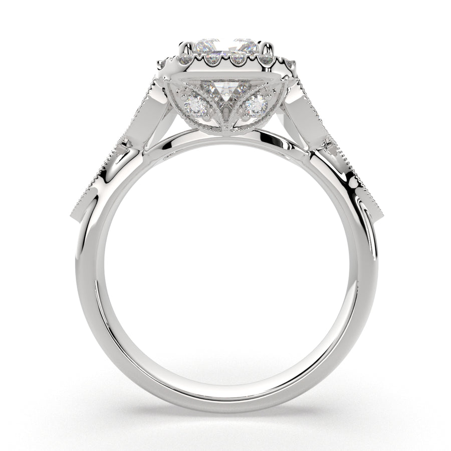 Ada 4.35 Carat Radiant Cut Halo Pave Engagement Ring