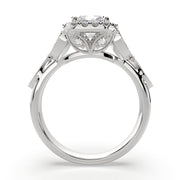 1.35 Carat VS1 D Lab Grown Diamond Halo Pave Radiant Ring