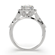 4.35 Carat VS1 D Lab Grown Diamond Halo Pave Round Ring