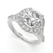 3.35 Carat VS1 D Lab Grown Diamond Halo Pave Round Ring