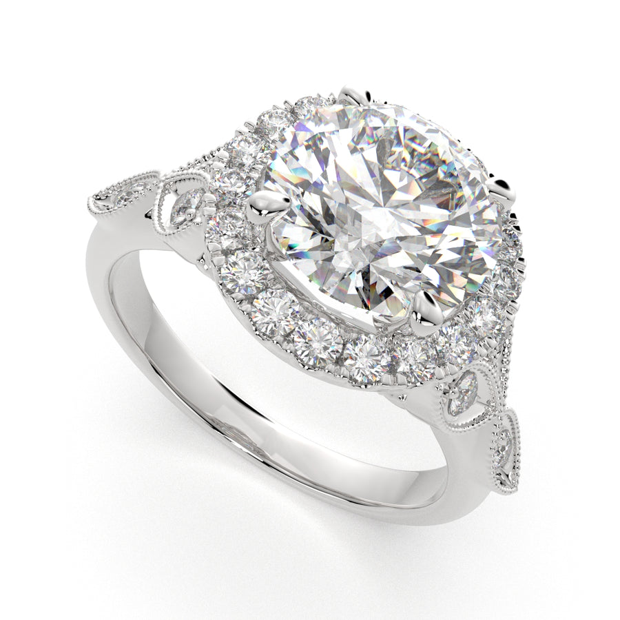 Ada 1.35 Carat Round Cut Halo Pave Engagement Ring