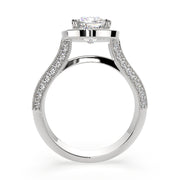 4.45 Carat VS1 D Lab Grown Diamond Halo Pave Cushion Ring