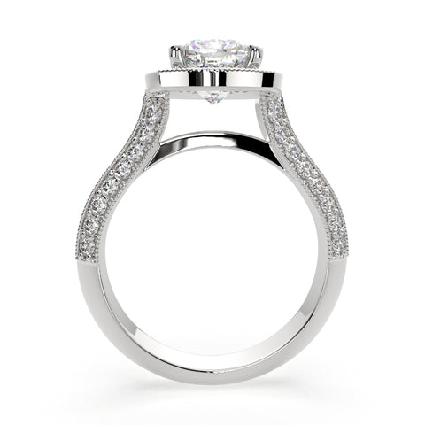 4.45 Carat VS1 D Lab Grown Diamond Halo Pave Cushion Ring