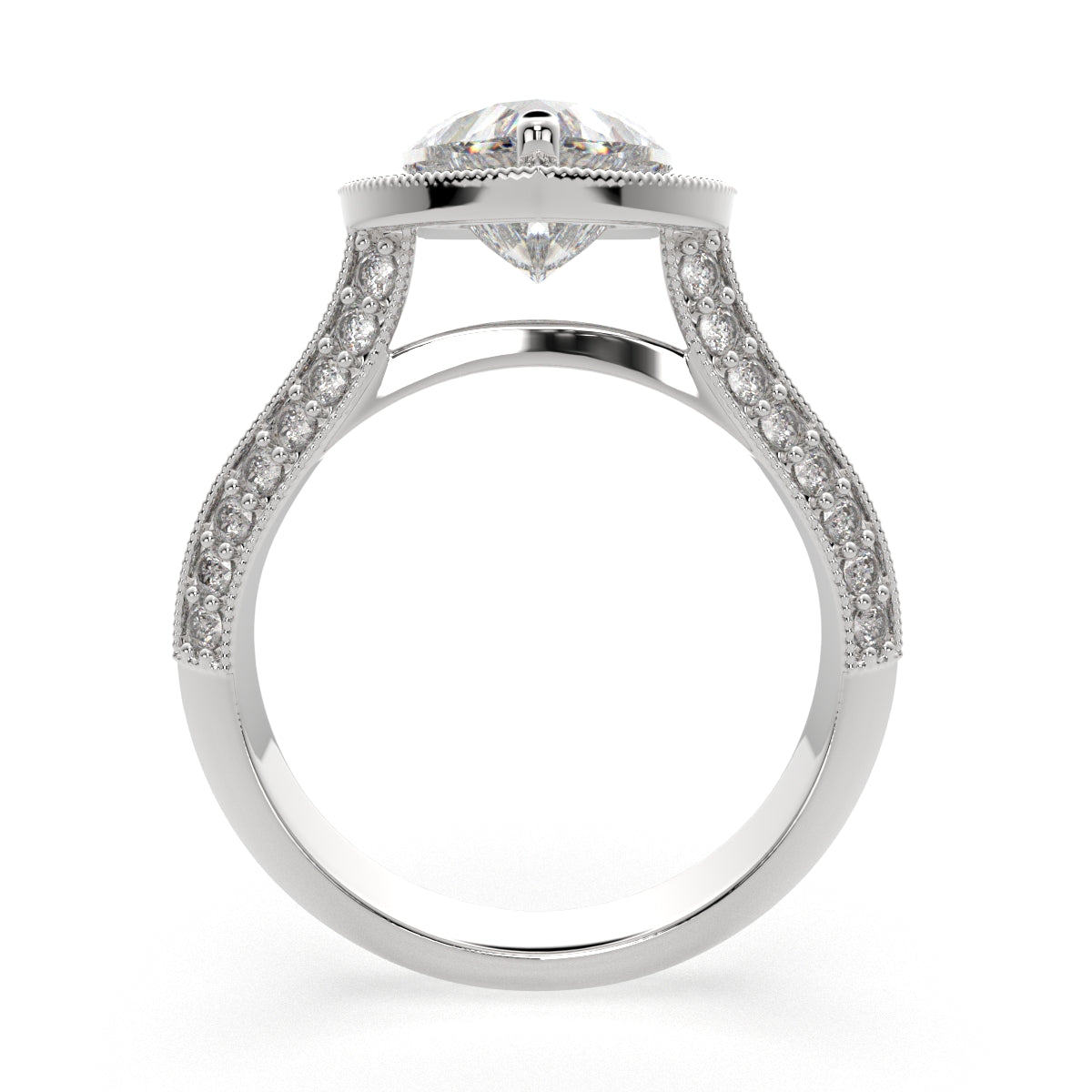 2.45 Carat VS1 D Lab Grown Diamond Halo Pave Heart Ring