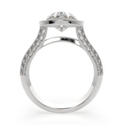 3.45 Carat VS1 D Lab Grown Diamond Halo Pave Heart Ring