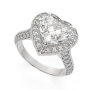 2.45 Carat VS1 D Lab Grown Diamond Halo Pave Heart Ring