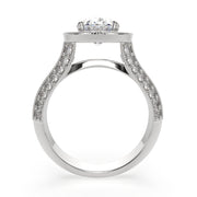 1.45 Carat VS1 D Lab Grown Diamond Halo Pave Oval Ring