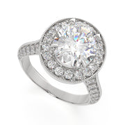1.45 Carat VS1 D Lab Grown Diamond Halo Pave Oval Ring