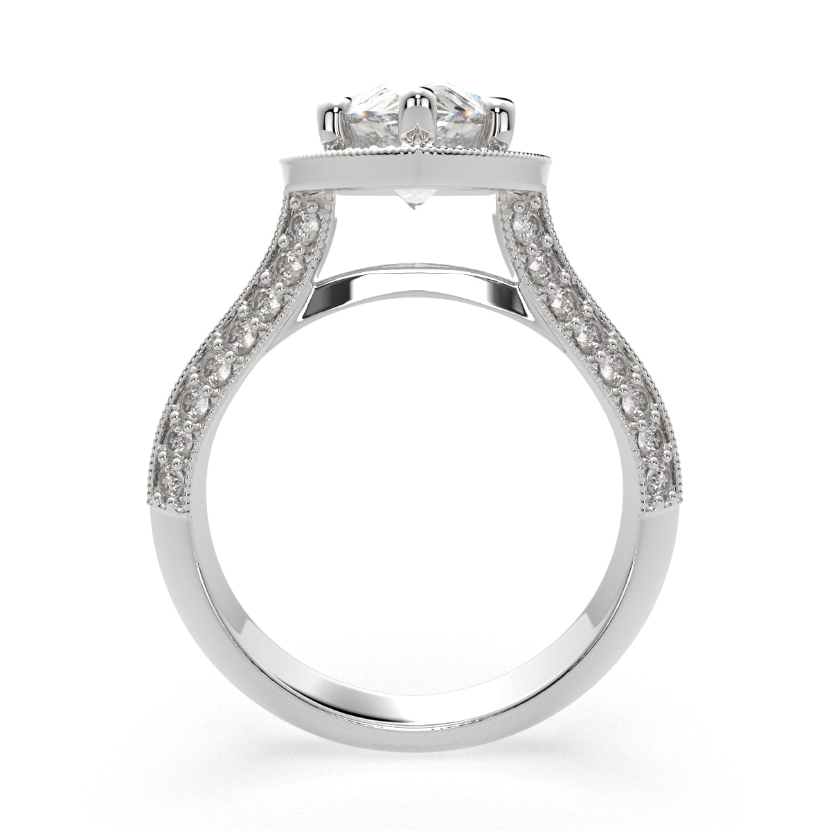 4.45 Carat VS1 D Lab Grown Diamond Halo Pave Pear Ring