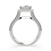 2.45 Carat VS1 D Lab Grown Diamond Halo Pave Pear Ring
