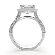 3.45 Carat VS1 D Lab Grown Diamond Halo Pave Princess Ring